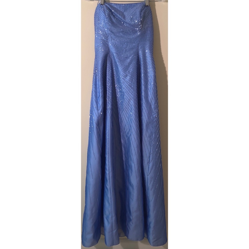 Blue/Periwinkle Hand Beaded Prom Dress